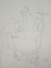 Mischmaschine - Nachlass Hans Strohofer - Bleistift-Skizze Halbfigur Berufe 1950