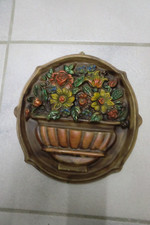 Altes Wachsbild Blumenkorb  ca.21 x 21 cm mit Aufhänger