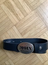 Ledergürtel Dunkelblau Schnalle Moin 80- Neu