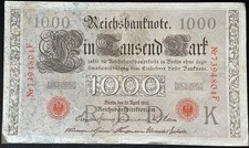 1000 Mark Reichsbanknote 1910 *roter Stempel* Banknote  15.11.I