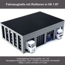 H0 Fahrzeughalle Garage mit 4 Toren 1:87 - Lagerhalle LKW Halle Werkstatt Depot