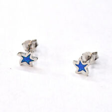 Seestern  925 Silber Sterling Blau synth.Opal Ohrstecker Ohrringe Rhodiniert