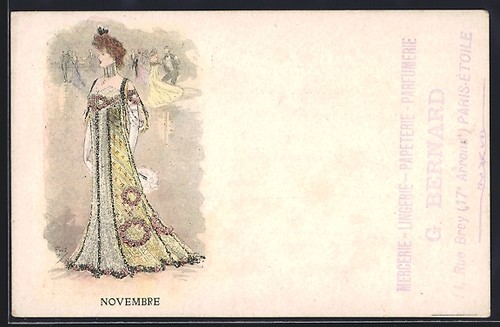 Künstler novembre dame im - künstler-ak, novembre,