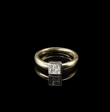 750/18kt Gelbgold Ring,4 weiße Diamanten,0,4 ct,Bicolor,Gr. 56