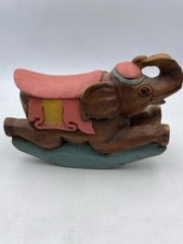 38/3 Figur /liegender Elefant auf Schaukelkufen / Dekoration  / Holz handbemalt