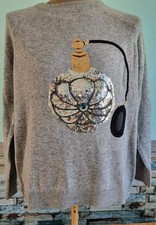 Pullover grau Gr. L mit Paillettenaufnäher H&M