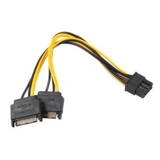 20cm Strom Kabel Adapter 2x 15pin SATA auf 8 (6+2) PCI Express PCI-E Grafikkarte
