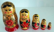 Alte russische Matroschka Matrjoschka Babuschka 5-tlg. Semjonowskaja Rarität N10