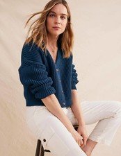 Boden - Oversized Ribbed Cardigan - Damen Strickjacke Rib Navy NEU - XS