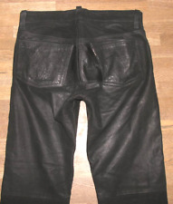 schmale " PANTERA " Herren- Lederjeans / Nubuk- Lederhose in schwarz W29" /L34"