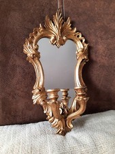Barock Spiegel Gold 29 cm x 17 cm mit Kerzenhalter