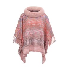 Faux Fur Kragen Poncho Umhang
