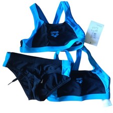 ARENA Kinder Bikini Oder Nur Top Blau Gr. 140 Neu Black-Pix Blue-Turq