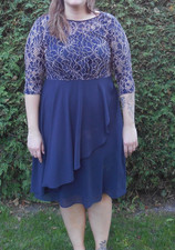 Abendkleid /Cocktailkleid mit Bolero dunkelblau einmal getragen top