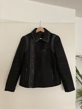 SISLEY Damen Jacke Blazer Gr.38 Stoff Lederdetails