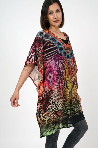 Damen poncho strandkleid - poncho,