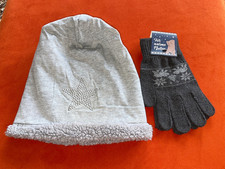 Damen Winter Mütze und neue Handschuhe, Einheitsgröße, grau