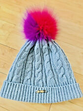 ? Orig. Burberry London Mütze Bommel grau pink Zopfmuster Kaschmir wNEU  ?