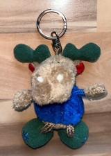 Nici Schlüsselanhänger Bean Bag Elch Detlef, blauer Pulli, Geweih grün, 10 cm