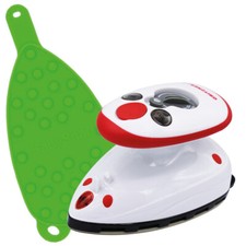 Gritzner Bügeleisen mini (rot) mit hellgrüner Ablage