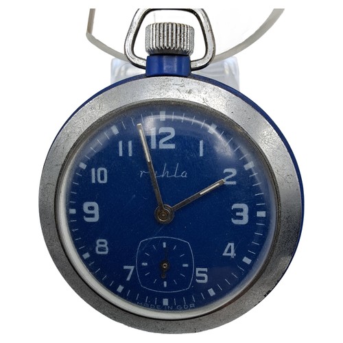 Ruhla taschenuhr blau retro - taschenuhr,