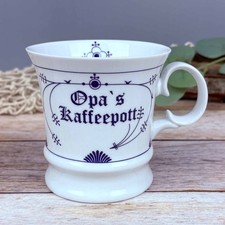 Herrenbecher Indisch Blau " Opas Kaffeepott " Porzellan Kaffeebecher Tasse