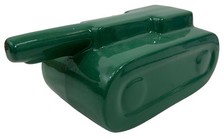 Skulptur Spielstein Risiko Panzer Grün Signiert Stefano Puzzo aus Keramik