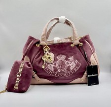 Juicy Couture Scottie Twig Hund Samt Schultertasche Nuova Bordeaux Rosa Neu mit Etikett