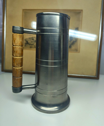 Zinnkrug humpen mit - zinnkrug/humpen, holzgriff