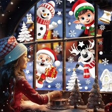 155 Stück Fensterbilder Weihnachten,Selbstklebend PVC Weihnachtsdeko Fenster 