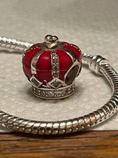 Charm krone rot mit strass - rot,