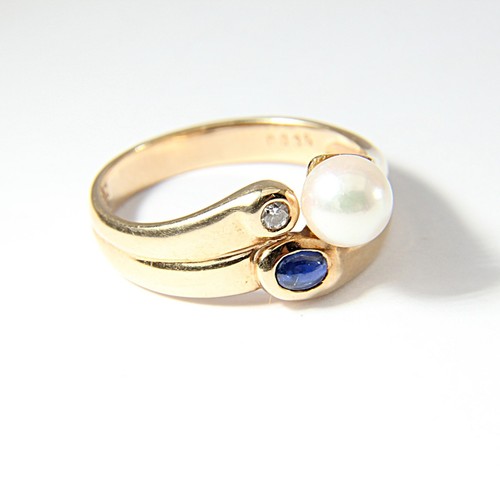 585 gold ring perle saphir - gold,