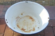 alte Emailschüssel Schüssel Email Wanne weiß rund 🎏 dicht PFLANZSCHALE Garten