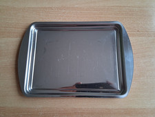 kleines silberfarbenes Tablett, Edelstahl, 26,5x18, Nr. 533