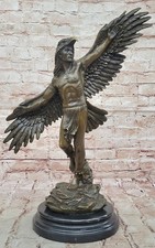 Indianer Chief Geronimo Büste Spear Bronze Statue Skulptur Signiert