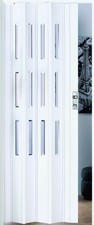 Kunststoff Falttür Luca, 3 Fensterreihen Facette, Schloss, B 88,5 x H 202 cm, we