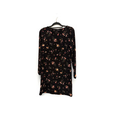 Kleid Damen Mode  Tunika 40 Gina Langarm schwarz geblümt  knielang Stretch