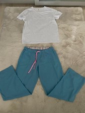 TCM Damen Pyjama Schlafanzug Größe S/M,Farbe:Türkis/Weiss,Obermaterial:Cotton.