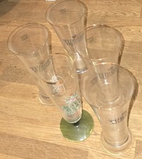 4 Biergläser Tuborg Gläser mit Goldrand Tulpen Biertulpen / +1 Bierglas gratis 