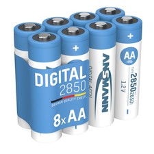 ANSMANN Akku AA Mignon Typ 2850mAh 1,2V - Wiederaufladbare Batterien (8 Stück)