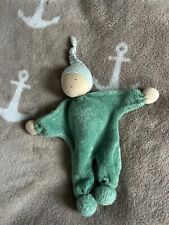 Alana Puppe grün Mütze gestreift Waldorf  Schmusetuch Kuscheltuch