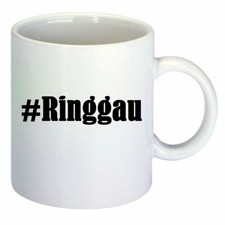 Kaffeetasse #Ringgau Hashtag Raute Keramik Höhe 9,5cm in Weiß