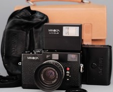 mint and working MINOLTA auto CLE + M-ROKKOR 40mm f/2.0 +  Flash - FULL SET