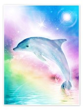 Poster Regenbogen-Delfin -