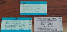 3 Bahnsteigkarten Deutsche Reichsbahn aus Danzig Königsberg + Dresden Vorkrieg 