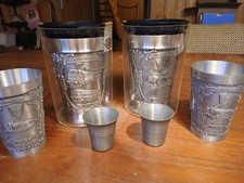 Zinnbecher 6 Stück Lok-Serie   Wertzinn 95 % Design teilw. OVP Gewicht ca. 1 Kg