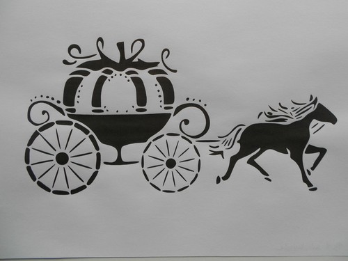 Schablone pferd mit kutsche - pferd,