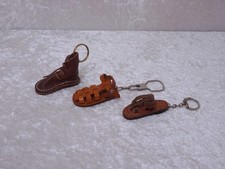 467dj5 - 3 x Schlüsselanhänger Miniatur Leder Schuh - Vintage - Konvolut