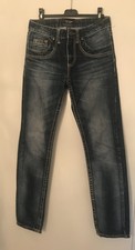 Jeans Herren W28 L32 blau used Optik von SAVVY mit brauner Steppung