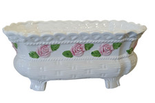 Vintage Keramik Pflanzentopf mit Rosen Blumenschale Deko Übertopf Pflanzgefäß